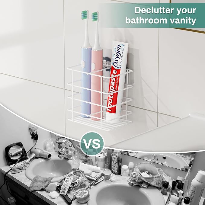 Open-Design Adhesive Shower Toothbrush Holder Wall Mounted - Image 2