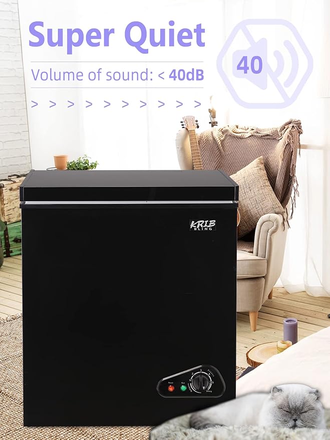7.0 Cu.Ft Chest Freezer Two Removable Basket, Deep Compact Freezer with 7 Gears Temperature Control(-4°F to 6.8°F), for House, Kitchen, Garage, Basement, Shop, Black