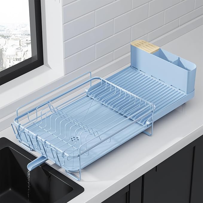 Kitsure Extendable Dish Drying Rack, 19.2"-26.7" L x 12.9" W, Anti-Rust Dish by Kitsure