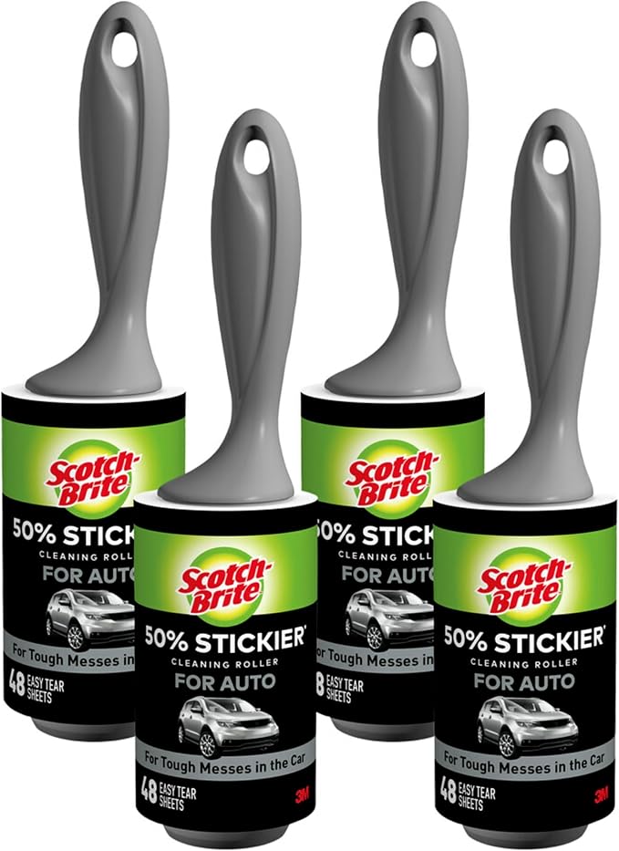 Scotch-Brite 50% Stickier Auto Lint Roller, 192 Sheets Total, 4 Pack by Unknown