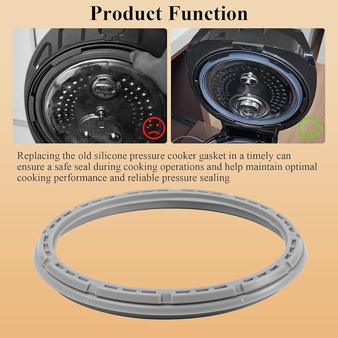 1 Pc Silicone Pressure Rice Cooker Gasket Fits for 6-Cup CUCKOO IH Pressure Rice Cooker CCP-DH06, Replacement Dual Motion Rubber Packing Ring, Replacement Rubber Packing/Gasket, for Rice Cookers