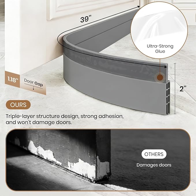 4 Pack Door Draft Stopper, Door Sweep - Image 2