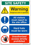 Brimar - 12" x 18" - Construction Site Safety Sign - .063″ White Rust-Free Aluminum - Bold Text - Easy Installation