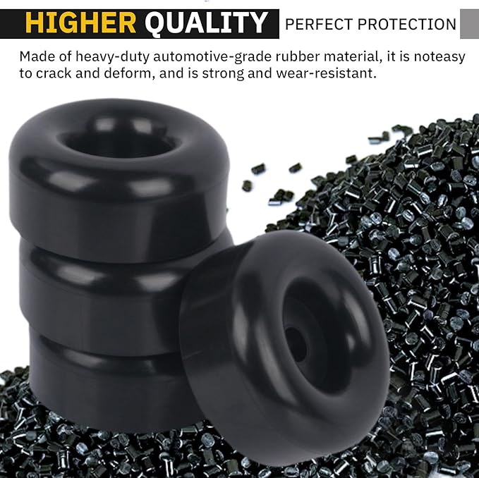 Trailer Ramp Door Rubber Bumpers - 2.5" Round Rubber Bump Stops for Cargo Trailer Doors, RV Doors & Truck Tailgates (Black, 4 Pack)