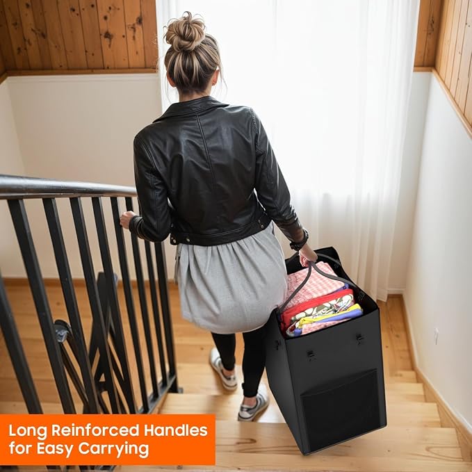160L Laundry Hamper with Lid & Wheels, Rolling Laundry Basket with Bag - Image 7