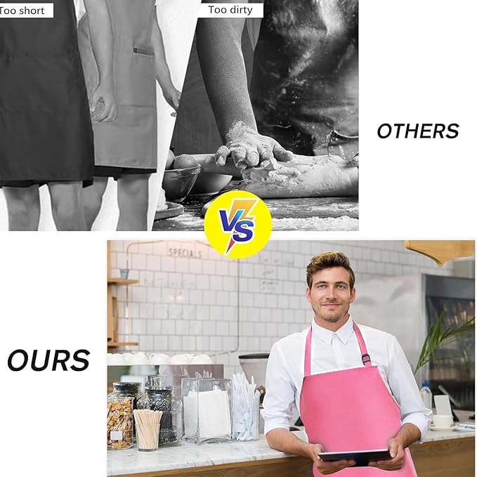 2 Pack Waterproof Rubber Vinyl Apron 40 Inch Chef Aprons for Men Heavy Duty Chemical Work Apron Extra Long Grilling Aprons with Adjustable Bib Apron for Dishwashing Lab Butcher Cooking Kitchen PINK