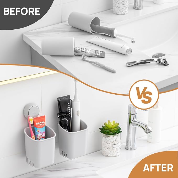 Powerful Suction Toothbrush Holder 2 Pack, Removable Drill-Free Wall Shower - Image 6