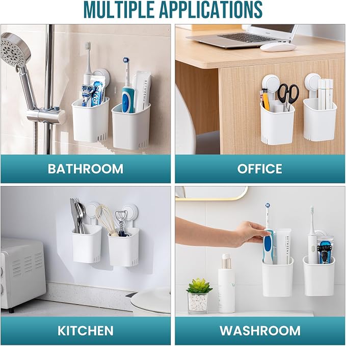 TAILI Suction Toothbrush Holder 2 Pack, Tumblers Replacement Shower Toothbrush - Image 3