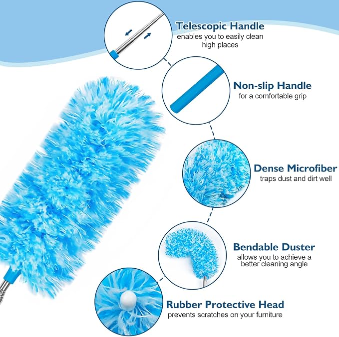 MAVRIZ 12 pcs Microfiber Extendable Duster, Washable & Reusable Duster - Image 4