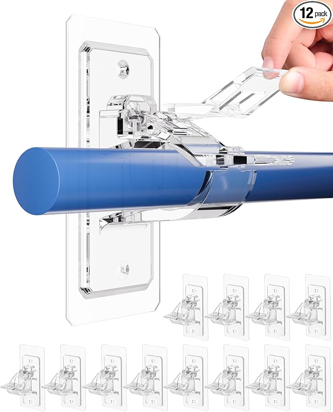 Antimbee 12-Pack No Drill Needed Curtain Rod Brackets, Self Adhesive Rod Holders by Antimbee