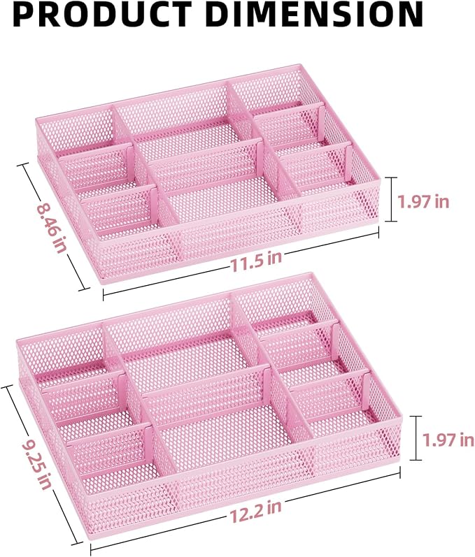 Marbrasse 2 Pack Desk Drawer Organizer, Mesh Drawer Organizer Tray - Image 5