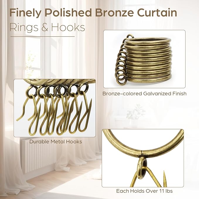 50 Pcs Curtain Rings and Hooks 1.52 Inch - Image 3