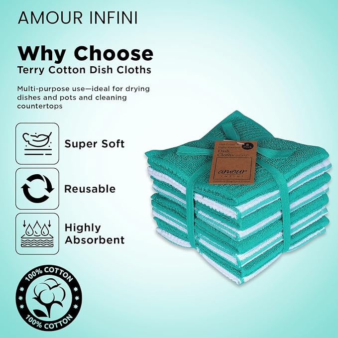 AMOUR INFINI Dish Cloths for Washing Dishes Set of 8 - Image 3
