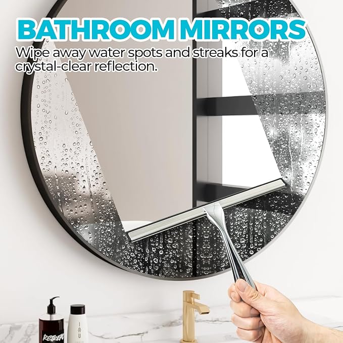 Shower Squeegee for Glass Doors, Tile Walls, Mirrors and Windshields | 10" - Image 4
