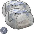 Collapsible Laundry Basket 90L, Mesh Pop-up Hamper, Side Storage Pocket by LUANMEET