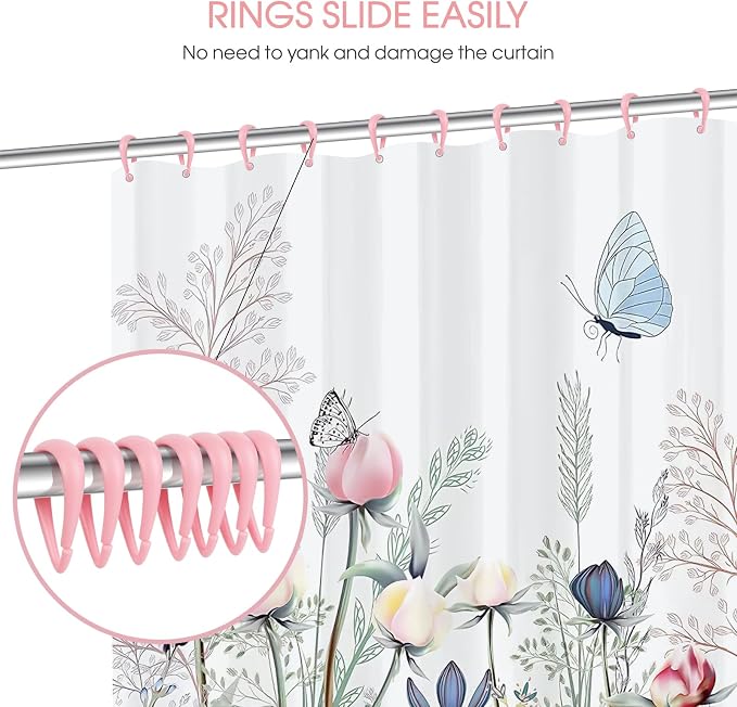 Top-spring Pink Shower Curtain Hooks 12Pcs Drop Shaped Hooks - Image 3