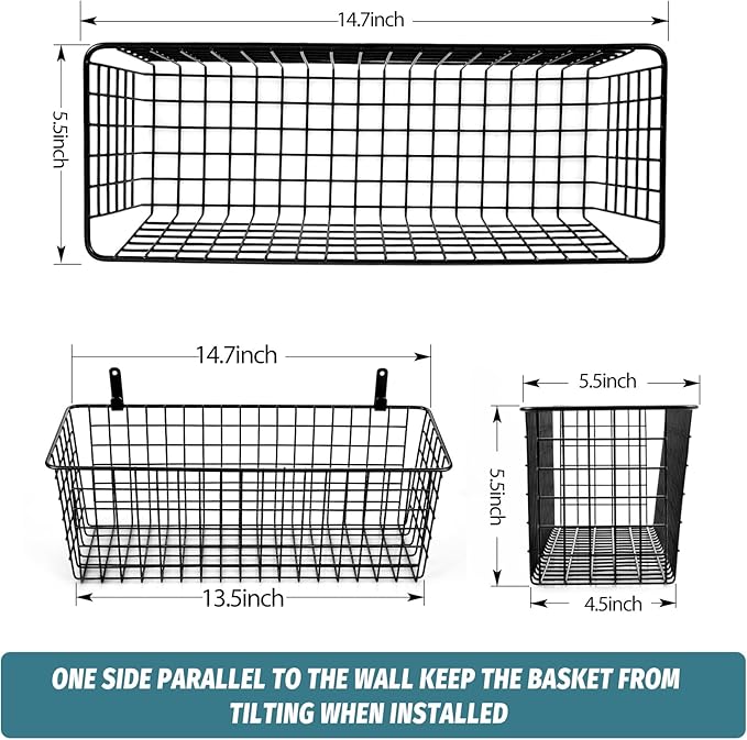 4 Set Hanging Wall Mount Storage Baskets - Image 4