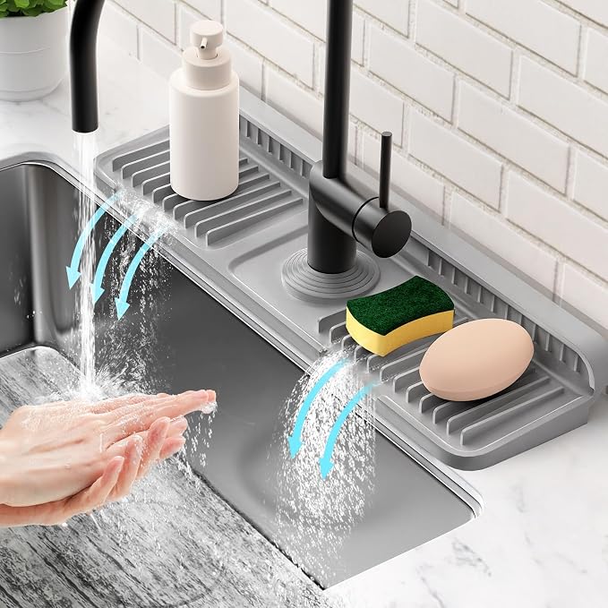 17.7'' Faucet Mat for Kitchen Sink Splash Guard Folding Kitchen Sink Faucet Mat by Snoquir