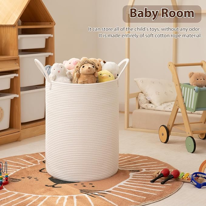 OIAHOMY 60L Nursery Hamper Laundry Basket Laundry Hamper White - Image 3