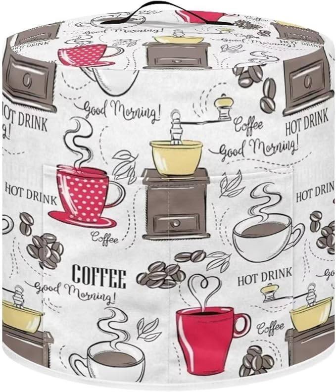 Dust Cover Compatible with 6 qt Pressure Cooker and Extra Accessories, for Electric Rice Cooker and Air Fryer Insulated Cover Keep Appliance Clean, Coffee Red White