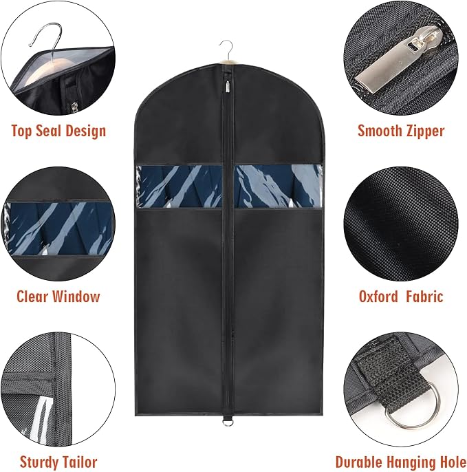 Univivi Garment Bag Suit Bag for Storage and Travel, 43 Inch, Oxford Fabrics - Image 3