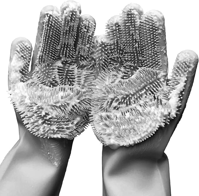 Silicone Dishwashing Gloves, Pet Grooming Rubber Scrubbing by Yinceber