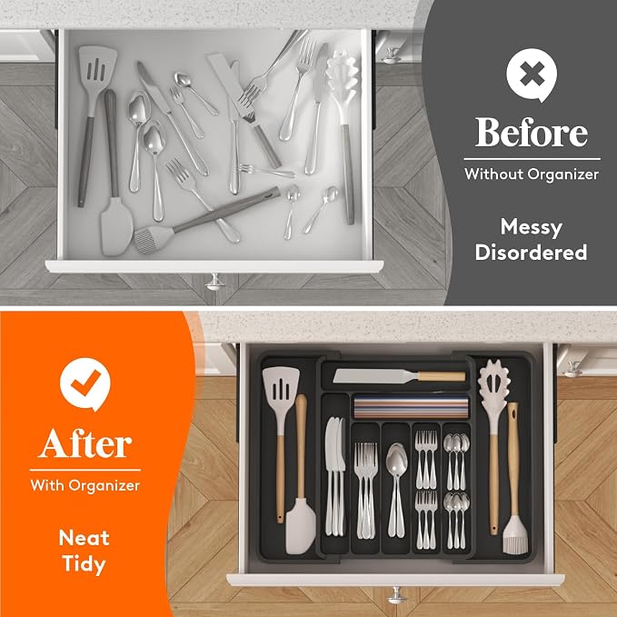 Lifewit Expandable Silverware Drawer Organizer, Kitchen Utensil Tray | BPA-free - Image 8