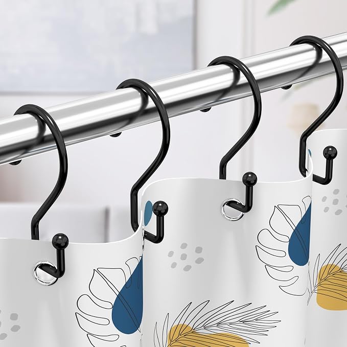 Goowin Metal Black Shower Curtain Hooks Rings, S Shape Metal Shower Curtain - Image 5