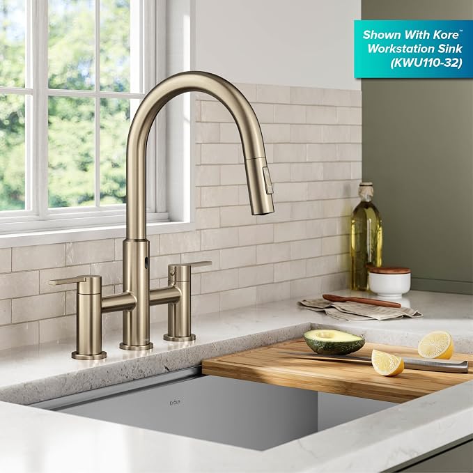 KRAUS Oletto Touchless Sensor Bridge Kitchen Faucet - Image 7