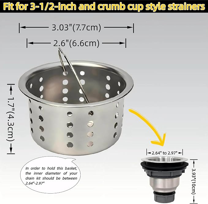 Updated Sink Strainer Basket Only, 3-inch Basket - Image 3