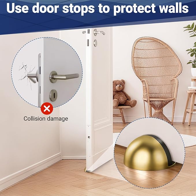 Self Adhesive Door Stoppers, Stainless Steel No Drill Rubber Floor Door Stop - Image 6