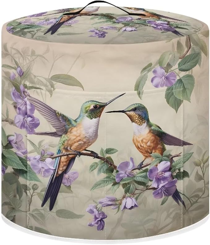 Flashideas Green Hummingbird Pressure Cooker Cover for Women Insulated Rice Cooker Cover with Easy to Clean Lining Waterproof Dust Cover with Pockets for Instant Pot 6 Quart Appliance Cover