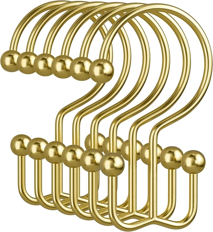 Amazer Gold Shower Curtain Hooks, Rust-Resistant Metal Shower Hooks Shower by Amazer