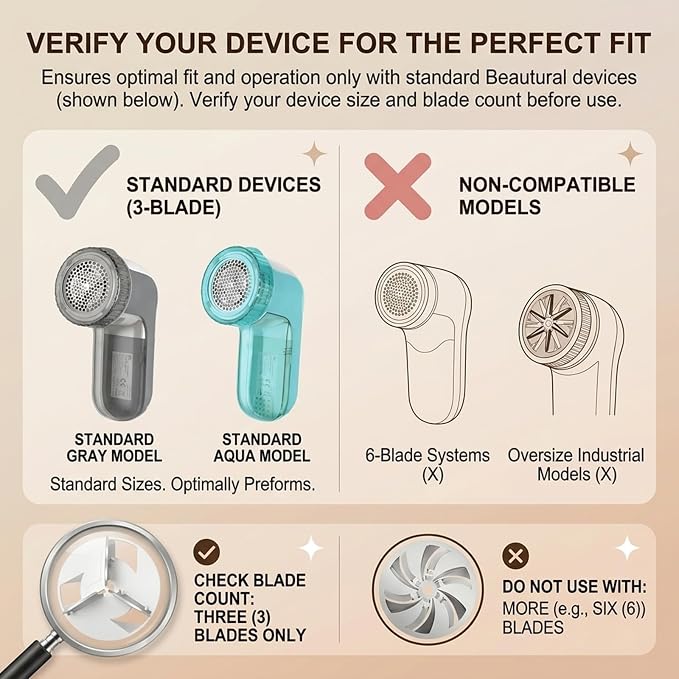 Compatible with Beautural Fabric Shaver Replacement Blades | Sweater Defuzzer - Image 4