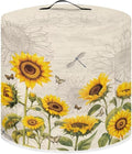 Air Fryer Pressure Cooker Dust Cover, for 8 Qt Kitchen Appliance Cover, with Top Handle and Accessories Pockets for Home Decoration, Sunflower Dragonfly Retro