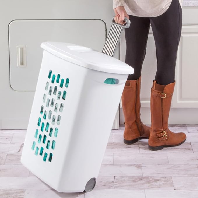 Sterilite Ultra Wheeled Hamper, Laundry Basket w/Flip-Top Lid - Image 6