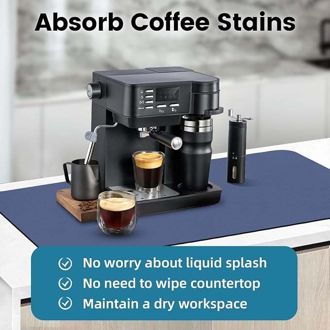 PoYang 31.5x17 Inch Coffee Mat, Extra Large Dish Drying Mat, Stain-Hiding - Image 8
