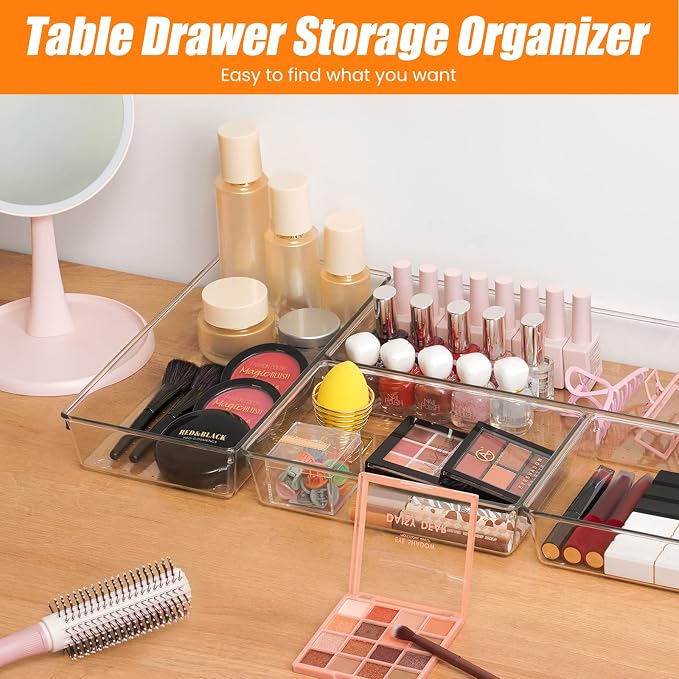 6 Pcs Large Size Clear Drawer Organizer Set, Acrylic Non Slip Non Cracking - Image 7