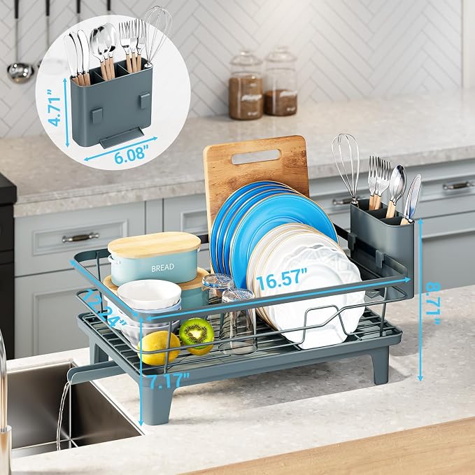 Urakify Dish Drying Rack for Kitchen Counter, 16.5" L x 12.2" W, Sink Dish Rack - Image 2