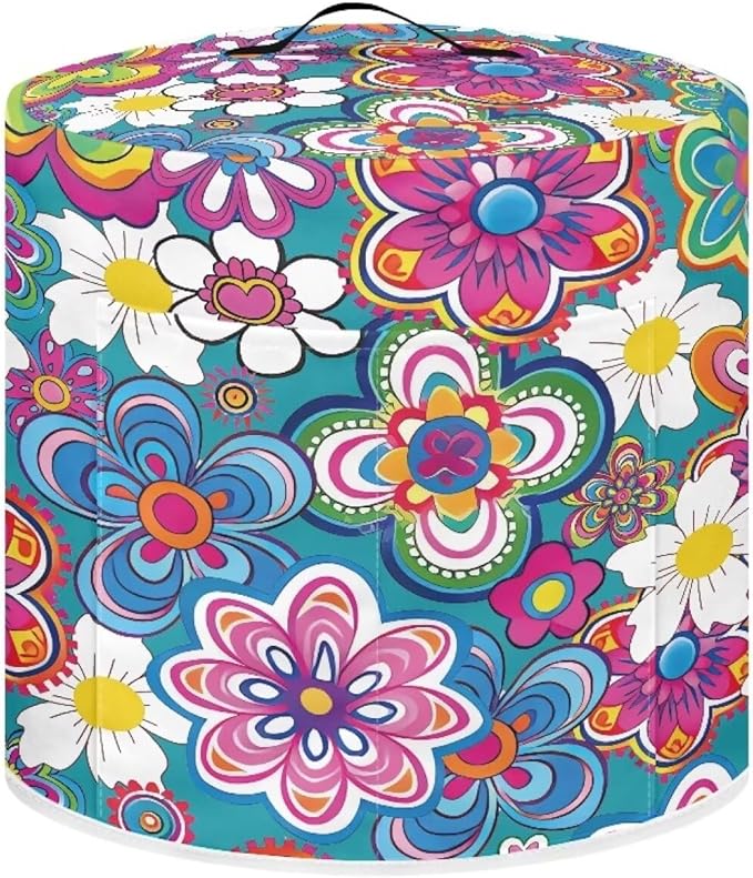 Ethnic Floral Pressure Cooker Cover Instant Pot Accessories Instant Pot Kitchen Appliance Dust Cover with Pockets for Rice Cooker Air Fryer Slow Cooker Dust Covers for Kitchen Size S