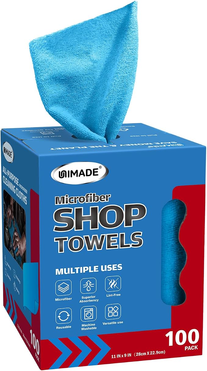 UNIMADE Shop Towels, 100 Sheets Microfiber Cleaning Cloth by Unimade