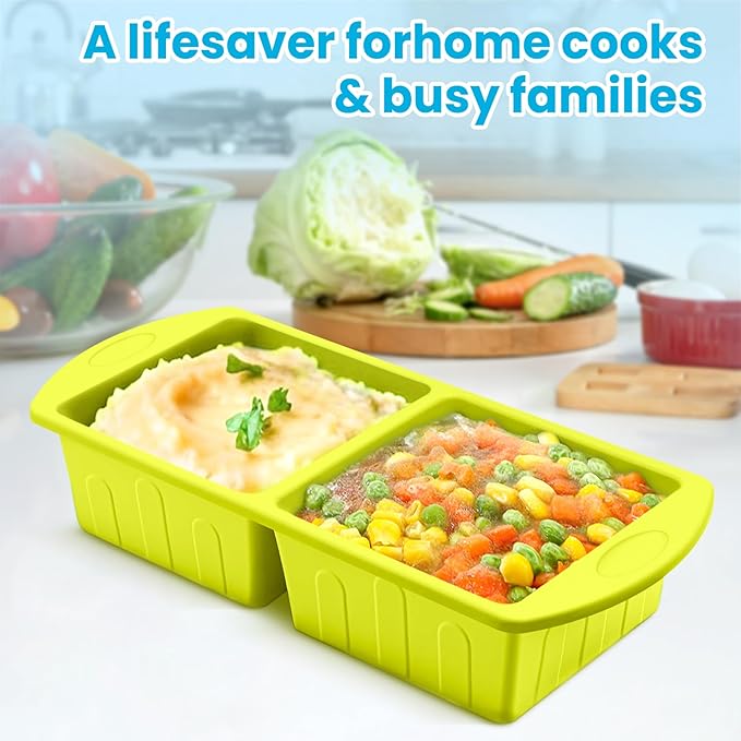 2 Pack Silicone Freezer Trays With Lid For Easy Storage Silicone Soup Freezer Molds 2 Cup ，Perfect For ice cube tray Freezing Broth Sauces Store Leftovers , Leakproof, Easy Release Dishwasher Safe