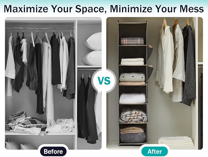 YOUDENOVA Hanging Closet Organizer and Storage, 2 Packs, 2 Side Pockets - Image 8