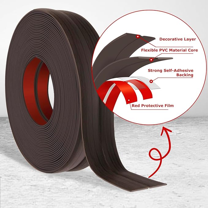 Flexible Wall Corner Protector Moulding Trim Peel and Stick Wall Corner Guards Edge Protector Self Adhesive Molding Trim Strip for Edge Ceiling (Dark Walnut Wood Grain, 2.4 in x 20 Ft)