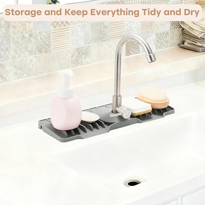 15.75 Inch Kitchen Sink Faucet Mat, Sink Protector&Splash Guard | Silicone - Image 7