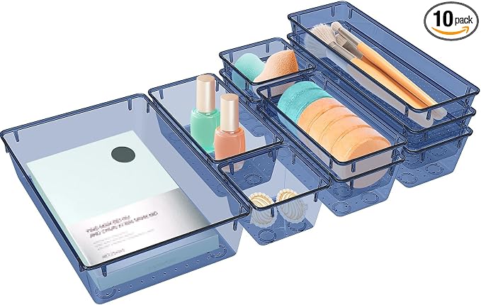 10 PCS Drawer Organizer Set, 5 Size Bathroom and kitchen organizer Trays | by StorMiracle