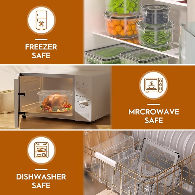 KEMETHY Large 48 Piece Food Storage Containers - Image 4