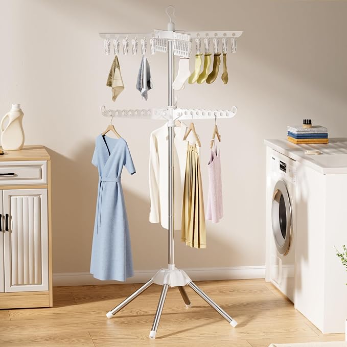 Abiglifty Rotatable and Foldable Clothes Drying Rack, Space Saving Free - Image 6