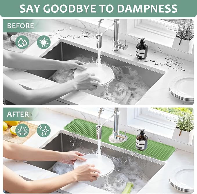 24 Inch Silicone Faucet Mat for Kitchen Sink Splash Guard Folding Faucet Mat - Image 4