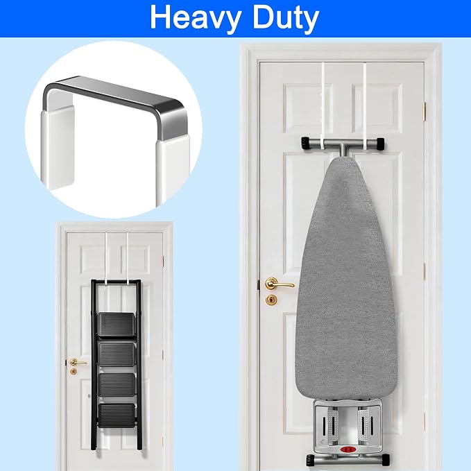 Single Extra Long Over Door Steel Hooks 4 Pack Fit 1-3/8" Door 14.2" White | - Image 5